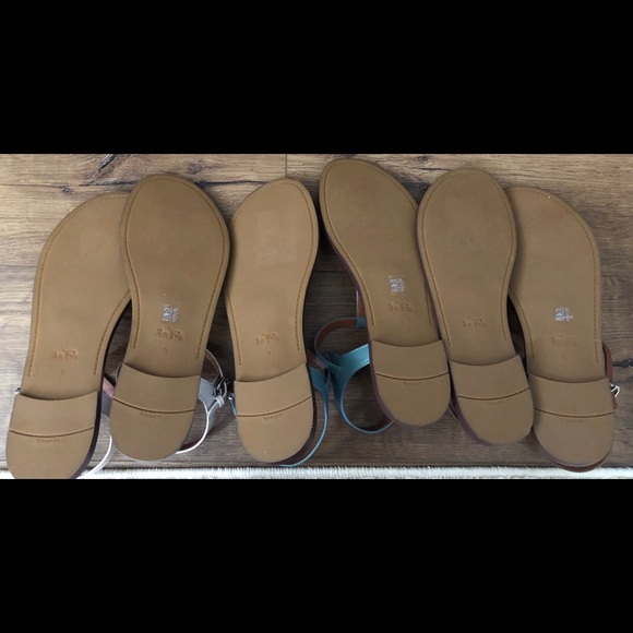 COACH-AUTHENTIC (NWT) Blue Leather Thong Sandals - Picture 6 of 8